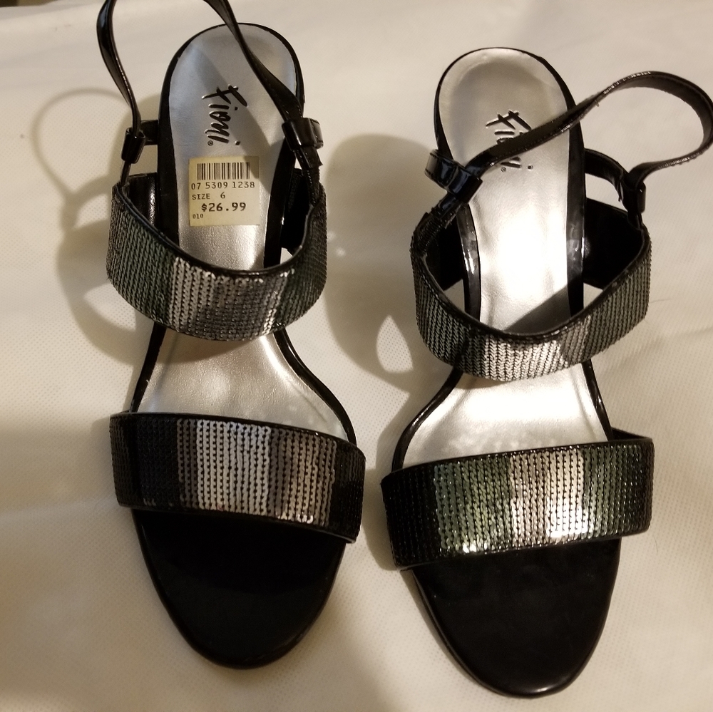 Black and silver heels
